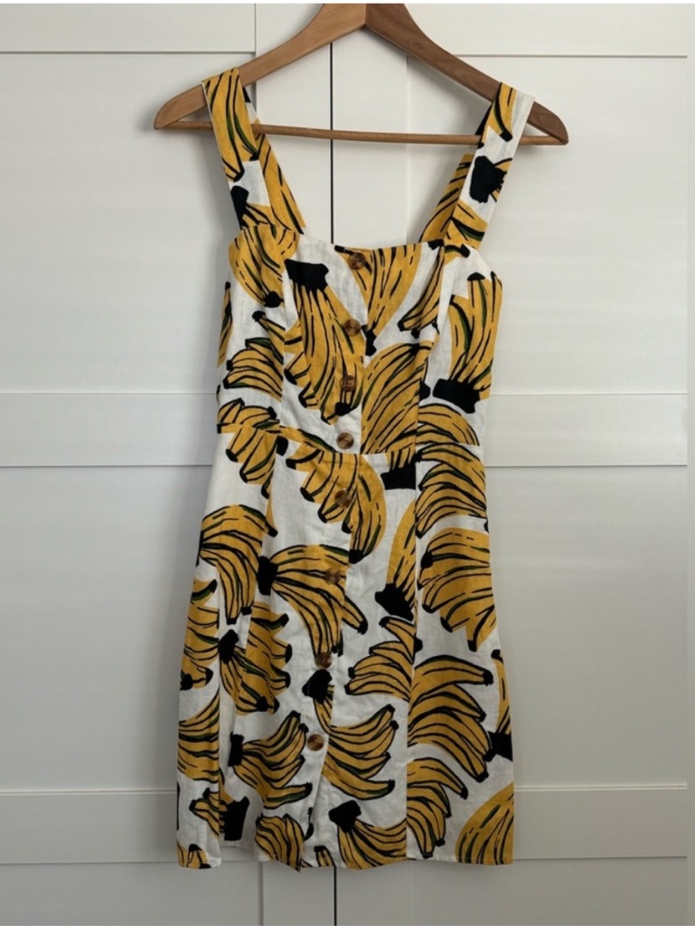 Farm Rio banana 100% linen mini dress